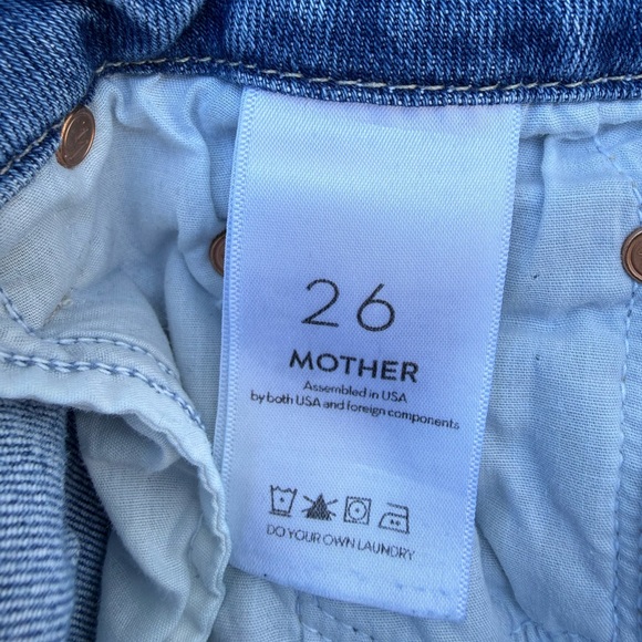 MOTHER Light Blue High-Rise Skinny Jeans with Knee Rips - Picture 9 of 10